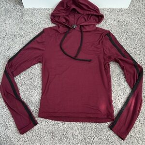 Maroon Hoodie with Black Stripes